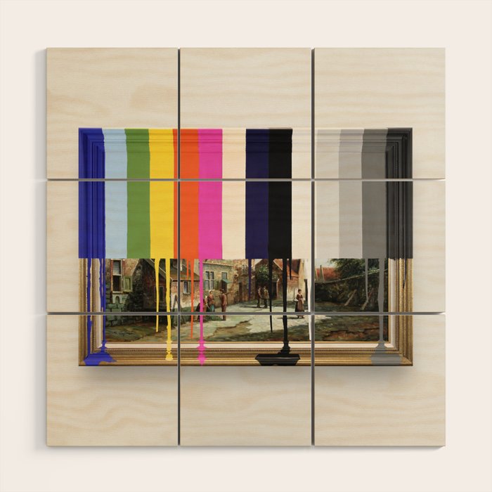 Garage Sale Painting of Peasants with Color Bars Wood Wall Art Gallery Image 1