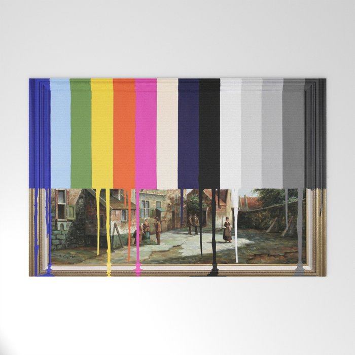Garage Sale Painting of Peasants with Color Bars Welcome Mat Gallery Image 1