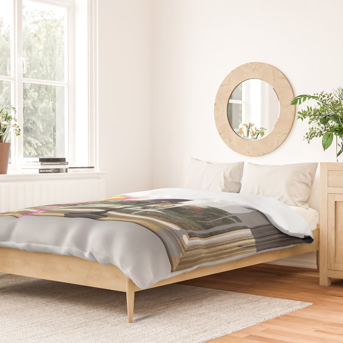 Garage Sale Painting of Peasants with Color Bars Duvet Cover Gallery Image 2