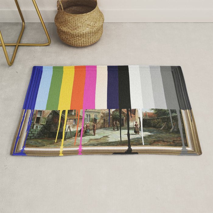 Garage Sale Painting of Peasants with Color Bars Rug Gallery Image 1