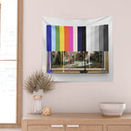 Garage Sale Painting of Peasants with Color Bars Wall Tapestry Gallery Image 2