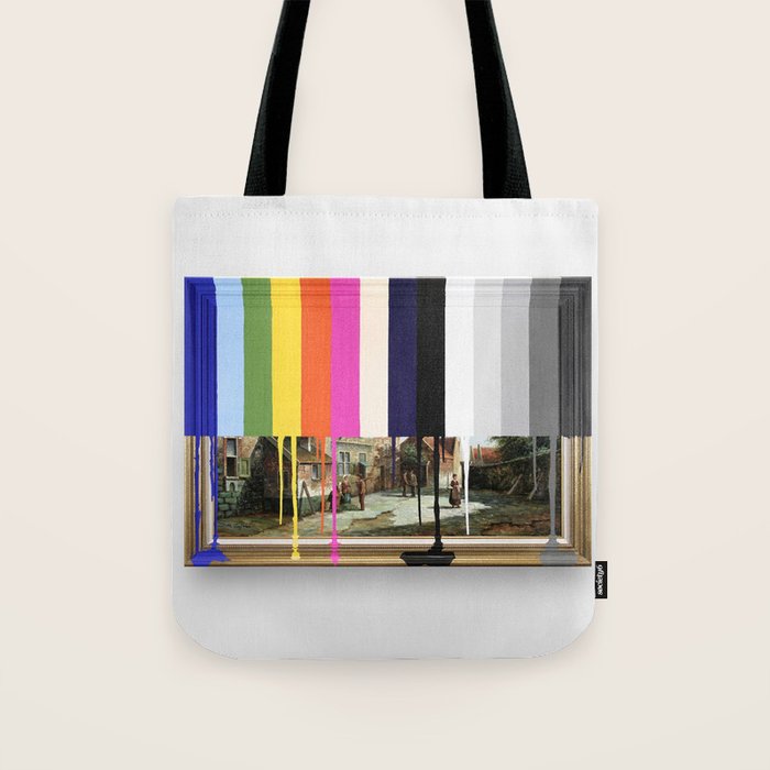 Garage Sale Painting of Peasants with Color Bars Tote Bag Gallery Image 1