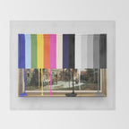Garage Sale Painting of Peasants with Color Bars Throw Blanket Gallery Image 2