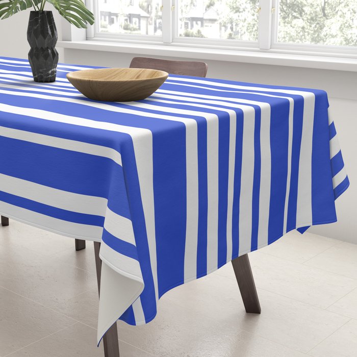  Classic Stripes XXXIV - Bright Blue Tablecloth Gallery Image 3