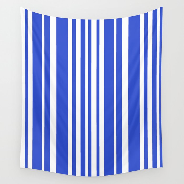  Classic Stripes XXXIV - Bright Blue Wall Tapestry Gallery Image 1