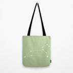 Leo Zodiac Star Constellation Line Art Soft Green Tote Bag Gallery Image 2