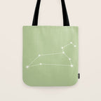 Leo Zodiac Star Constellation Line Art Soft Green Tote Bag Gallery Image 1