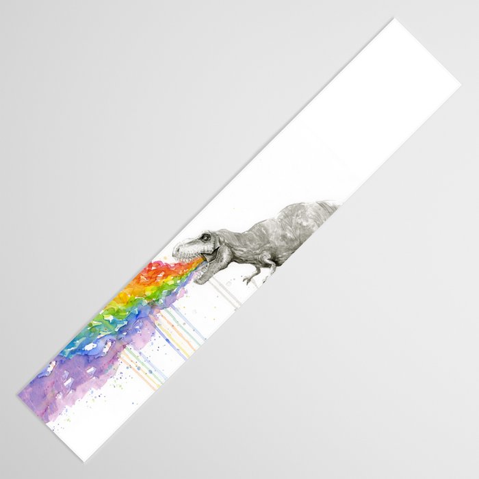 T-Rex Dinosaur Rainbow Puke Taste the Rainbow Watercolor Table Runner Gallery Image 3