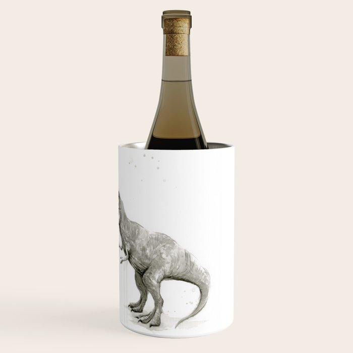 T-Rex Dinosaur Rainbow Puke Taste the Rainbow Watercolor Wine Chiller Gallery Image 3