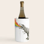 T-Rex Dinosaur Rainbow Puke Taste the Rainbow Watercolor Wine Chiller Gallery Image 1
