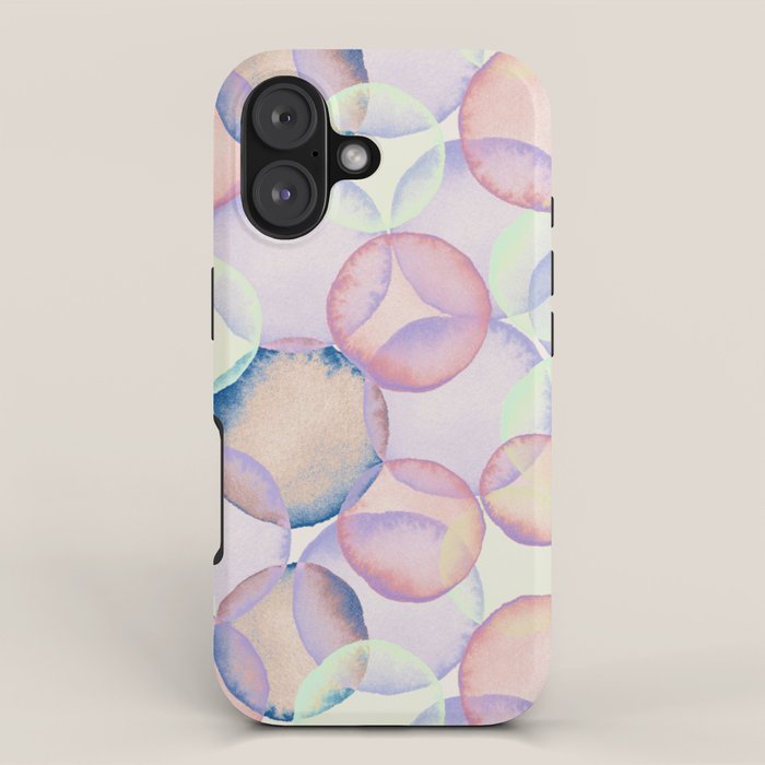 Watercolor circles overlay iPhone Case Gallery Image 1