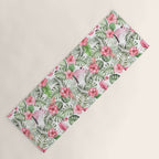 Watercolor Tropical Leaves Flowers Flamingo Cockatoo Yoga Mat Gallery Image 1
