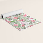 Watercolor Tropical Leaves Flowers Flamingo Cockatoo Yoga Mat Gallery Image 2