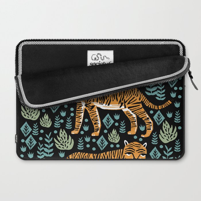 Tiger forest tropical tigers screen print art by andrea lauren Laptop Sleeve Gallery Image 2