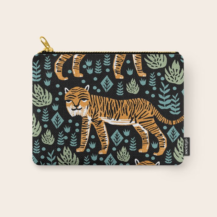 Tiger forest tropical tigers screen print art by andrea lauren Carry All Pouch Gallery Image 1
