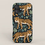 Tiger forest tropical tigers screen print art by andrea lauren iPhone Case Gallery Image 1