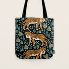 Tiger forest tropical tigers screen print art by andrea lauren Tote Bag Gallery Image 1