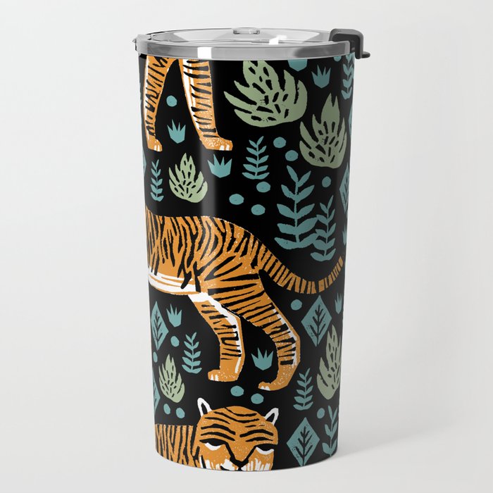 Tiger forest tropical tigers screen print art by andrea lauren Travel Mug Gallery Image 2