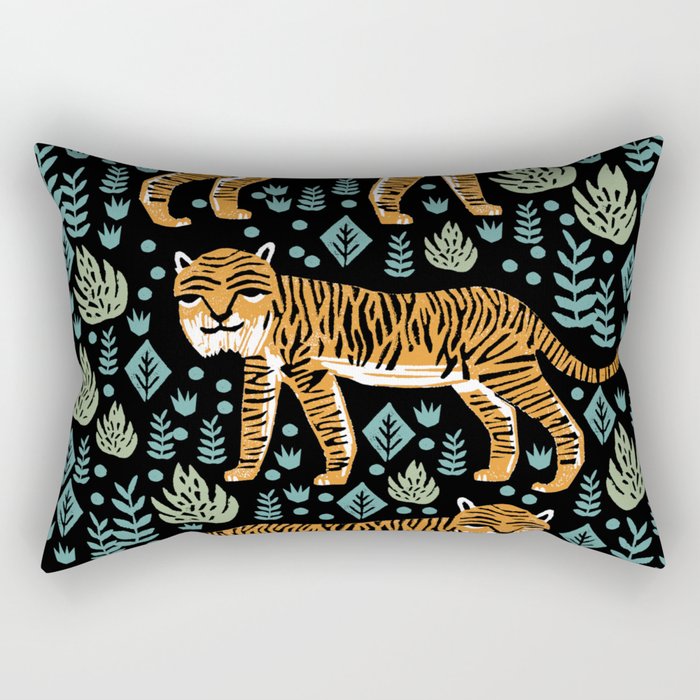 Tiger forest tropical tigers screen print art by andrea lauren Rectangular Pillow Gallery Image 2