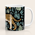 Tiger forest tropical tigers screen print art by andrea lauren Coffee Mug Gallery Image 1