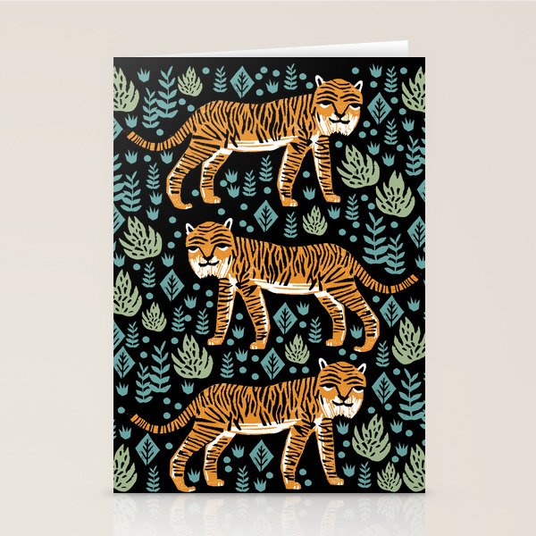 Tiger forest tropical tigers screen print art by andrea lauren Stationery Card Gallery Image 1