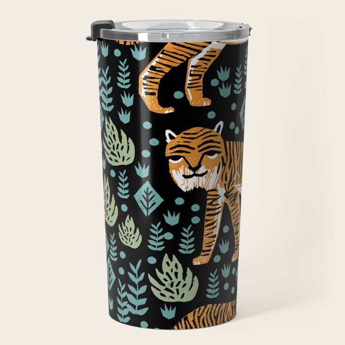 Tiger forest tropical tigers screen print art by andrea lauren Travel Mug Gallery Image 3