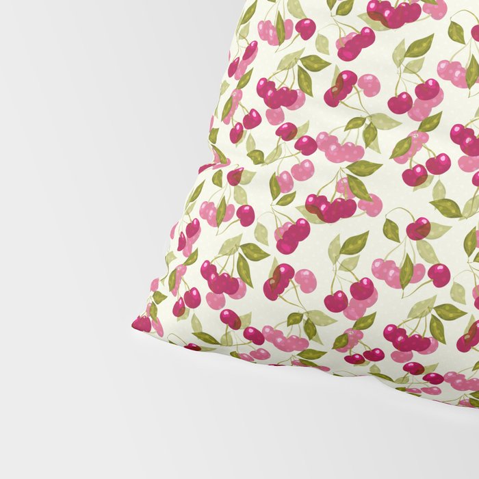 Ripe red and pink cherry berries retro rustic pattern Pillow Sham Gallery Image 4