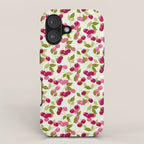 Ripe red and pink cherry berries retro rustic pattern iPhone Case Gallery Image 1