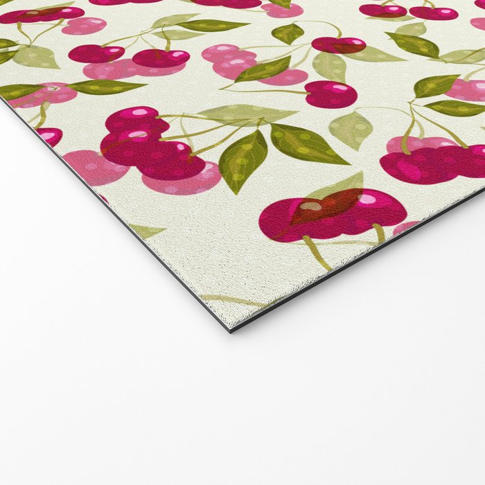 Ripe red and pink cherry berries retro rustic pattern Welcome Mat Gallery Image 2