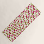 Ripe red and pink cherry berries retro rustic pattern Yoga Mat Gallery Image 1