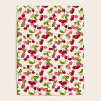 Ripe red and pink cherry berries retro rustic pattern Poster Gallery Image 4