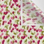 Ripe red and pink cherry berries retro rustic pattern Wall Tapestry Gallery Image 3