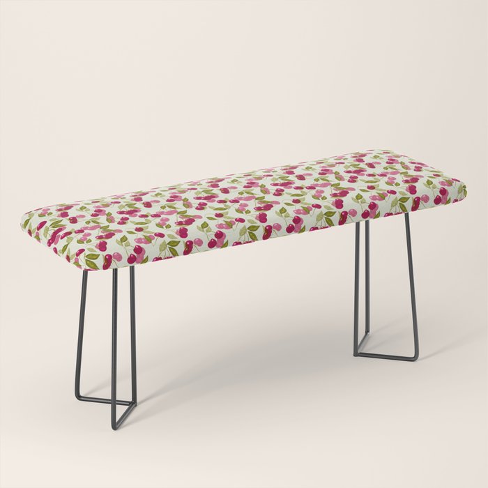 Ripe red and pink cherry berries retro rustic pattern Bench Gallery Image 1