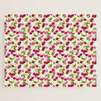 Ripe red and pink cherry berries retro rustic pattern Jigsaw Puzzle Gallery Image 1