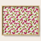 Ripe red and pink cherry berries retro rustic pattern Serving Tray Gallery Image 1