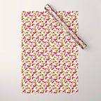 Ripe red and pink cherry berries retro rustic pattern Wrapping Paper Gallery Image 1