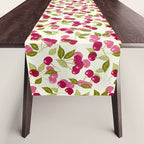 Ripe red and pink cherry berries retro rustic pattern Table Runner Gallery Image 1