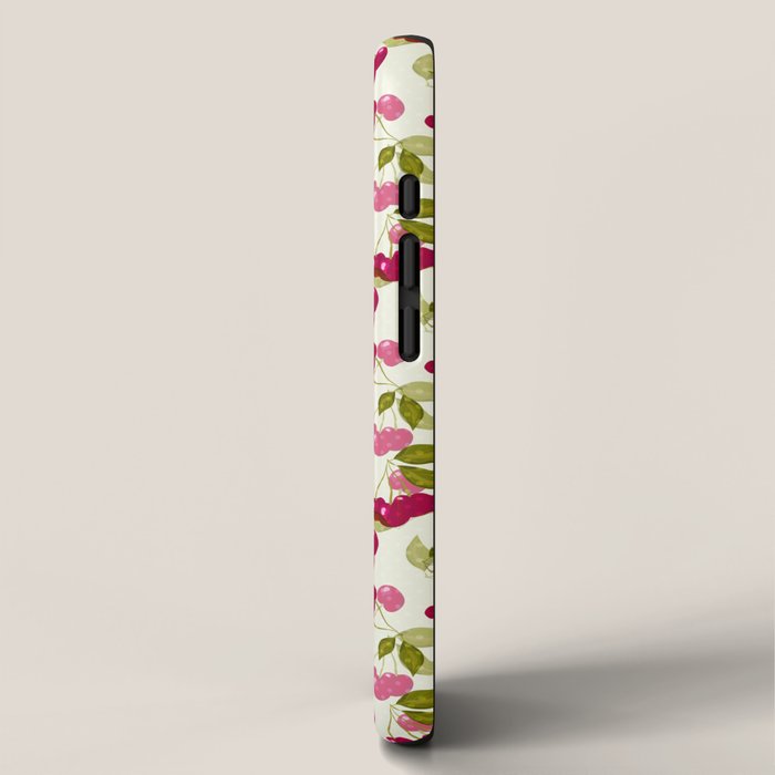 Ripe red and pink cherry berries retro rustic pattern iPhone Case Gallery Image 2