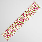 Ripe red and pink cherry berries retro rustic pattern Table Runner Gallery Image 3