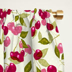 Ripe red and pink cherry berries retro rustic pattern Window Curtain Gallery Image 2