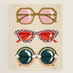 Retro Sunglasses - Red & Teal on Cream Jigsaw Puzzle Gallery Image 1