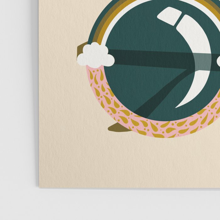 Retro Sunglasses - Red & Teal on Cream Poster Gallery Image 3