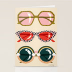 Retro Sunglasses - Red & Teal on Cream Stationery Card Gallery Image 2