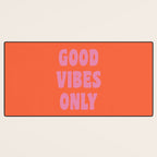 Retro Good Vibes Only Lettering in Pink and Orange Desk Mat Gallery Image 3