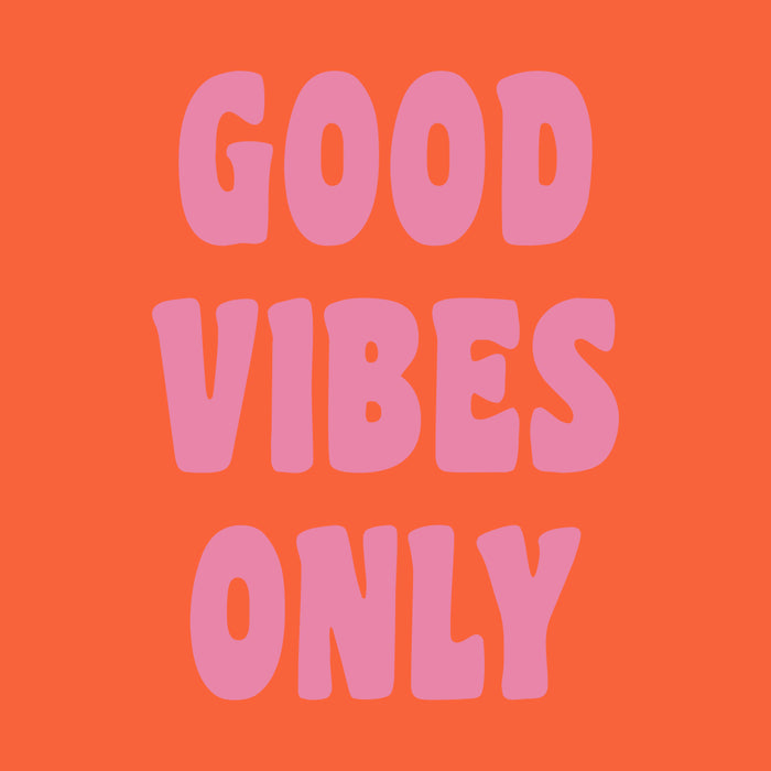 Retro Good Vibes Only Lettering in Pink and Orange Coffee Mug Gallery Image 2
