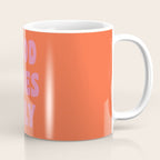 Retro Good Vibes Only Lettering in Pink and Orange Coffee Mug Gallery Image 1