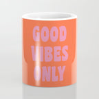 Retro Good Vibes Only Lettering in Pink and Orange Coffee Mug Gallery Image 4
