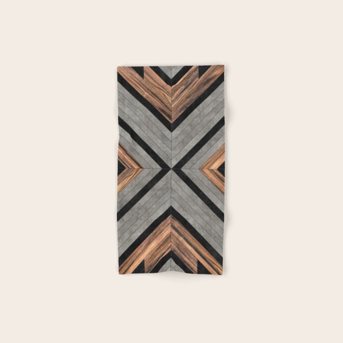 Urban Tribal Pattern No.2 - Concrete and Wood Bath Towel Gallery Image 1