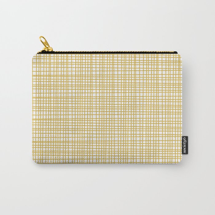 Fine Weave Minimalist Mid Century Modern Woven Pattern in Mustard Yellow and White Carry All Pouch Gallery Image 1