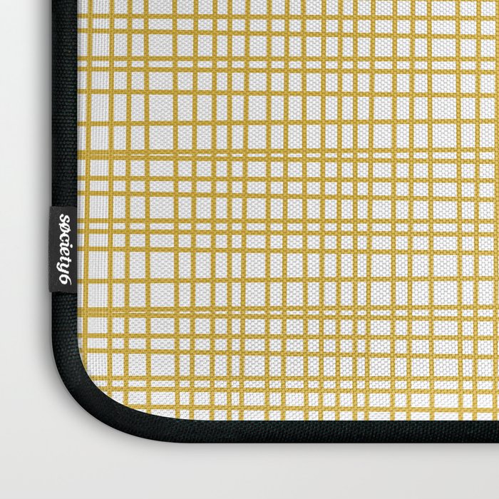 Fine Weave Minimalist Mid Century Modern Woven Pattern in Mustard Yellow and White Laptop Sleeve Gallery Image 3